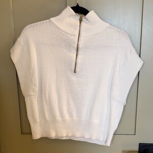 Varley White Fulton Cropped Knit Neck Sweater